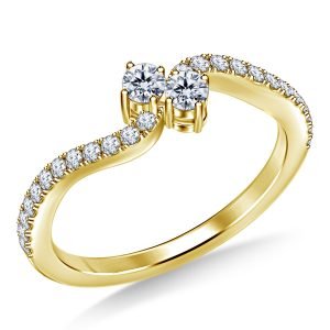 Two Stone Y&M Diamond Ring Prong Set in 14K Yellow or White Gold (1/2 Carat Weight)