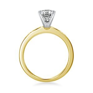 Round Brilliant Diamond Channel Set Engagement Ring In 14K Yellow or White Gold (1/2 Carat Weight)
