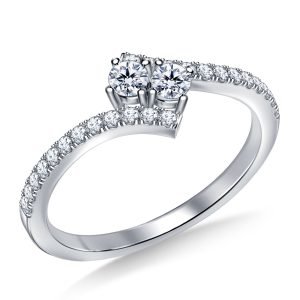 Two Stone Y&M Diamond Ring Prong Set in 14K Yellow or White Gold (1/2 Carat Weight)