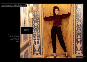 Red velvet Blouse with soft and confortable Wool’s Pant