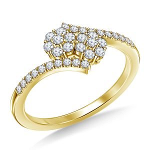 Diamond Cluster Y&M Engagement Ring in 14K Yellow or White Gold (1/2 Carat Weight)