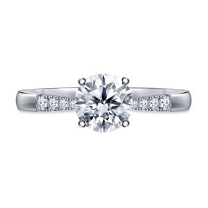 Petite Solitaire Diamond Engagement Ring Semi Mount In 14K Yellow or White Gold (1/2 Carat Weight)