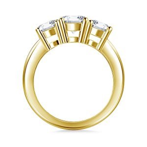 14K Yellow or White Gold Prong-Set Three Stone Diamond Ring (1/2 Carat Weight)