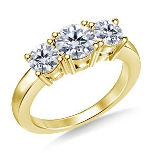 14K Yellow or White Gold Prong-Set Three Stone Diamond Ring (1/2 Carat Weight)