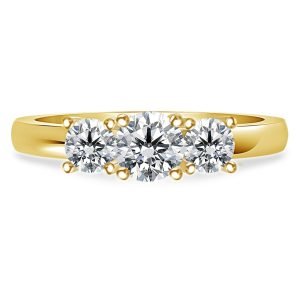 14K Yellow or White Gold Prong-Set Three Stone Diamond Ring (1.00 Carat Weight)