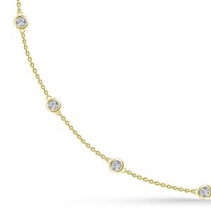 Bezel Set Diamond Station Necklace In 14K Yellow Gold (1/2 Carat Weight)