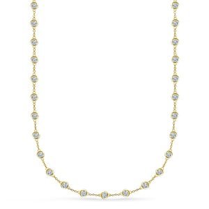 Bezel Set Diamond Station Necklace (4.00 Carat Weight)