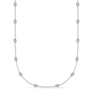 Bezel Set Diamond Station Princess Length Necklace (1 1/5 Carat Weight)