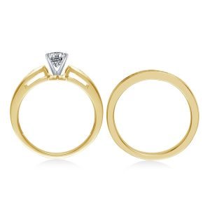 Channel Set Matching Diamond Engagement Ring And Wedding Band Set In 14K Yellow or White Gold (1.00 Carat Weight)
