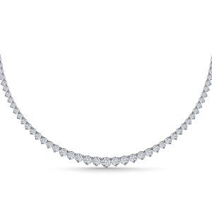 Diamond Eternity Line Necklace With Graduated Diamonds In Three Prong Settings (7.00 Carat Weight)