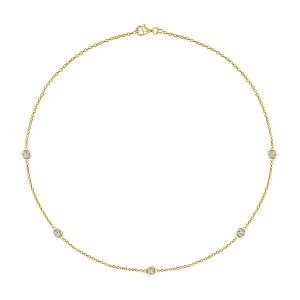 Diamond Station Necklace In 14K White Gold (1/4 Carat Weight)