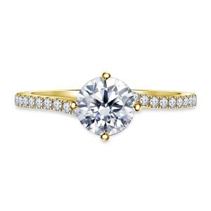Diamond Swirl Style Engagement Ring With Prong Set Diamond In 14K Yellow or White Gold (1.00 Carat Weight)