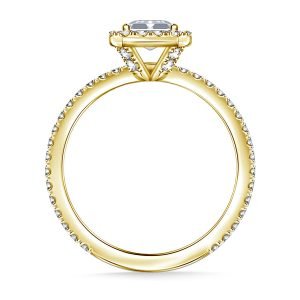 Emerald Cut Diamond Halo Engagement Ring In 14K Yellow or White Gold (1.00 Carat Weight)