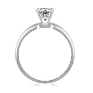 Four Prong Pre-Set Princess Diamond Solitaire Ring In 14K Yellow Gold or White Gold (1/3 Carat Weight)