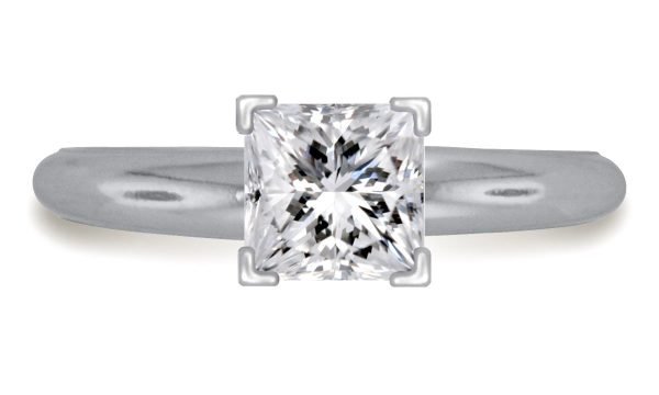 Four Prong Pre-Set Princess Diamond Solitaire Ring In 14K White Gold Diamond Grade Color - I Clarity - I1-cser7size4 (6)
