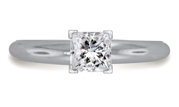 Four Prong Pre-Set Princess Diamond Solitaire Ring In 18K White Gold Diamond Grade Color - H Clarity - SI2-CSER8size2 (5)