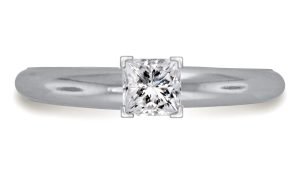 Four Prong Pre-Set Princess Diamond Solitaire Ring In Platinum (1/4 Carat Weight)