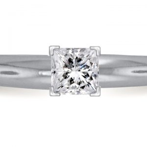Four Prong Pre-Set Princess Diamond Solitaire Ring In Platinum (1/4 Carat Weight)