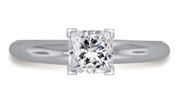 Four Prong Pre-Set Princess Diamond Solitaire Ring in Platinum Diamond Grade Color - G Clarity - VS2-cser9size3 (1)