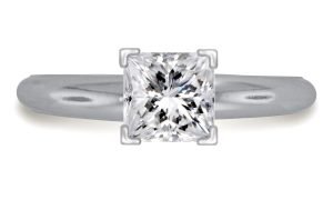 Four Prong Pre-Set Princess Diamond Solitaire Ring In Platinum (3/4 Carat Weight)