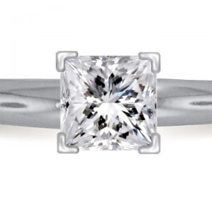 Four Prong Pre-Set Princess Diamond Solitaire Ring In Platinum (3/4 Carat Weight)