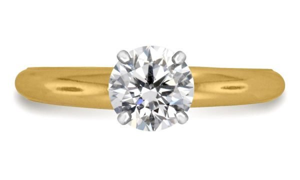 Four Prong Round Pre-Set Diamond Solitaire Ring In 14K White Yellow Gold Diamond Grade Color - I Clarity - I1-cser1size4 (1)