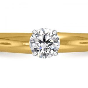 Four Prong Round Pre-Set Diamond Solitaire Ring In 18K Yellow or White Gold (1/3 Carat Weight)