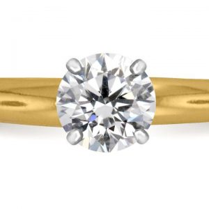 Four Prong Round Pre-Set Diamond Solitaire Ring In 18K Yellow or White Gold (3/4 Carat Weight)