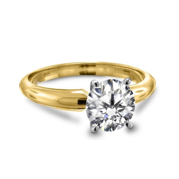Four Prong Round Pre-Set Diamond Solitaire Ring In 18K Yellow White Gold Diamond Grade Color - H Clarity - SI1-cser2size5 (3)