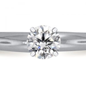 Four Prong Round Pre-Set Diamond Solitaire Ring In Platinum (1/2 Carat Weight)
