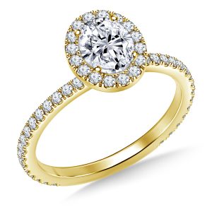 Oval Cut Diamond Halo Engagement Ring In 14K Yellow or White Gold (1.00 Carat Weight)