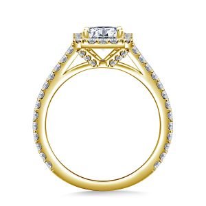 Princess Cut Diamond Halo Cathedral Engagement Ring In 14K Yellow or White Gold (1.00 Carat Weight)