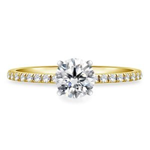 Round Brilliant Diamond Engagement Ring With Diamond Accents In 14K White or Yellow Gold (5/8 Carat Weight)