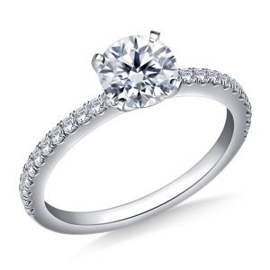 Round Brilliant Diamond Engagement Ring With Diamond Accents In 14K White or Yellow Gold (5/8 Carat Weight)