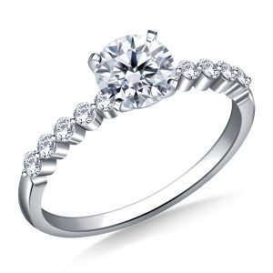 Round Brilliant Diamond Shared Prong Engagement Ring In 14K White or Yellow Gold (5/8 Carat Weight)