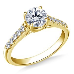Round Brilliant Diamond Trellis Engagement Ring In 14K White or Yellow Gold (3/4 Carat Weight)