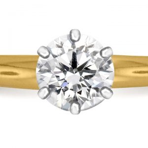Six Prong Pre-Set Round Diamond Solitaire Ring In 14K Yellow Gold or White Gold (1.00 Carat Weight)