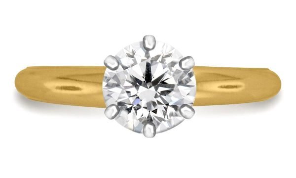 Six Prong Pre-Set Round Diamond Solitaire Ring In 14K Yellow White Gold Diamond Grade Color - I Clarity - I1-cser4size5 (1)