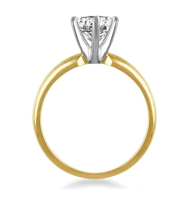 Six Prong Pre-Set Round Diamond Solitaire Ring In 14K Yellow White Gold Diamond Grade Color - I Clarity - I1-cser4size5 (5)