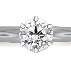 Six Prong Pre-Set Round Diamond Solitaire Ring In 18K Yellow Gold or White Gold (3/4 Carat Weight)