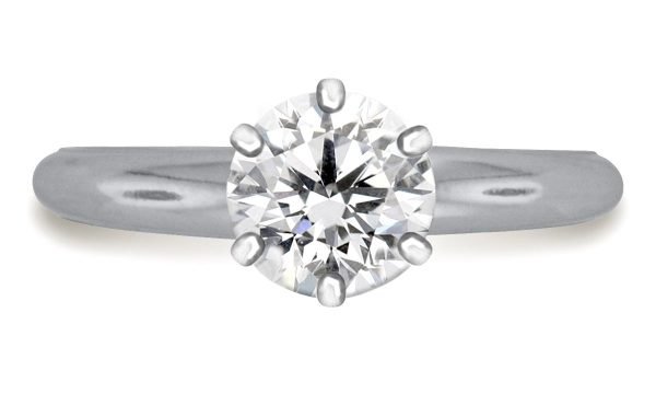 Six Prong Pre-Set Round Diamond Solitaire Ring In 18K White Gold Diamond Grade Color - H Clarity - SI1-cser5size5 (1)