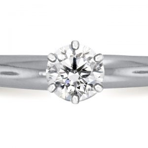 Six Prong Pre-Set Round Diamond Solitaire Ring In Platinum (1/2 Carat Weight)