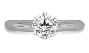 Six Prong Pre-Set Round Diamond Solitaire Ring In Platinum (3/4 Carat Weight)