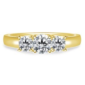 Three Stone Prong-Set Trellis Diamond Ring In 14K Yellow or White Gold (1.00 Carat Weight)
