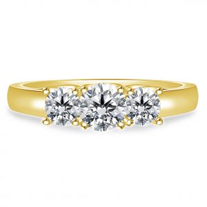 Three Stone Prong-Set Trellis Diamond Ring In 14K Yellow or White Gold (1.00 Carat Weight)