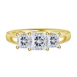 Three Stone Trellis Diamond Engagement Ring In 14K Yellow or White Gold (1.00 Carat Weight)