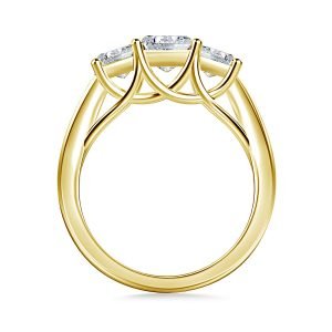 Three Stone Trellis Diamond Engagement Ring In 14K Yellow or White Gold (1.00 Carat Weight)