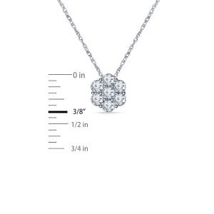 Cluster Diamond Flower Pendant In 14K White Gold (1.00 Carat Weight)