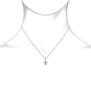 Diamond Heart Pendant Necklace With Prong Set In 14K White Gold (1/4 Carat Weight)