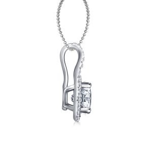 Halo Round Diamond Pendant With Micro Pave In 14K White Gold (1/4 Carat Weight)